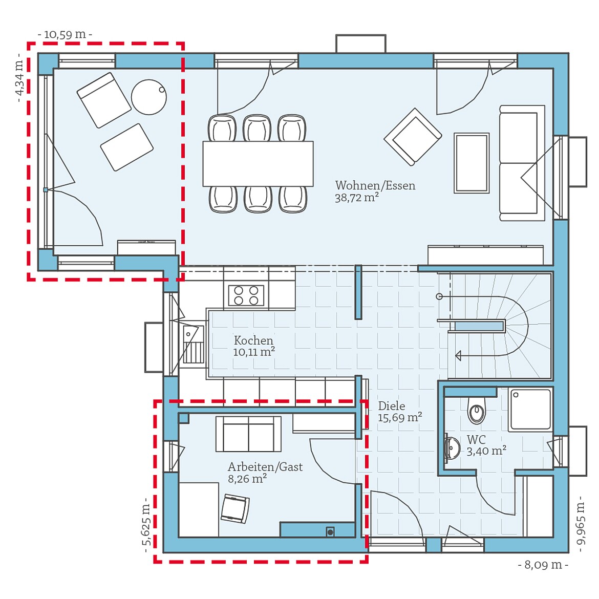 Prefabricated house Villa 133: Ground floor plan option