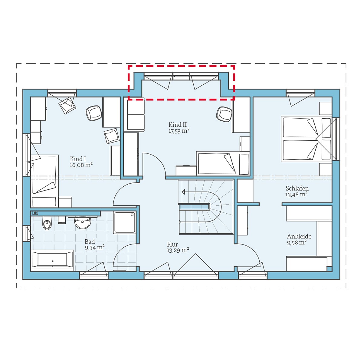 Prefabricated house Vita 156: Floor plan option upper floor