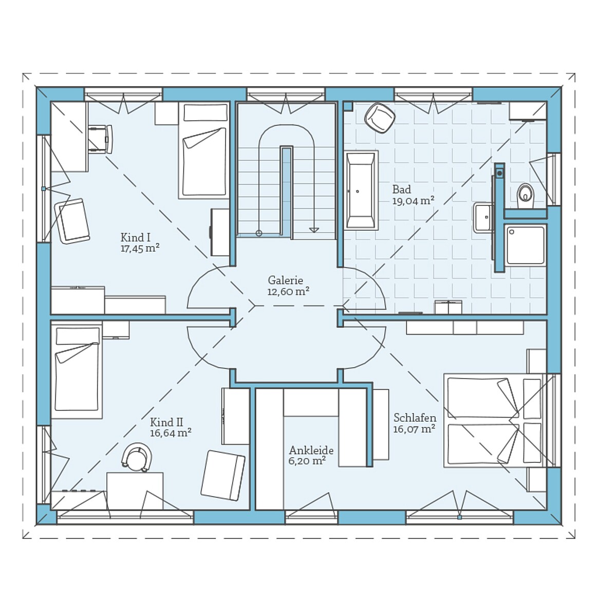 Fertighaus Villa 178: Grundriss OG