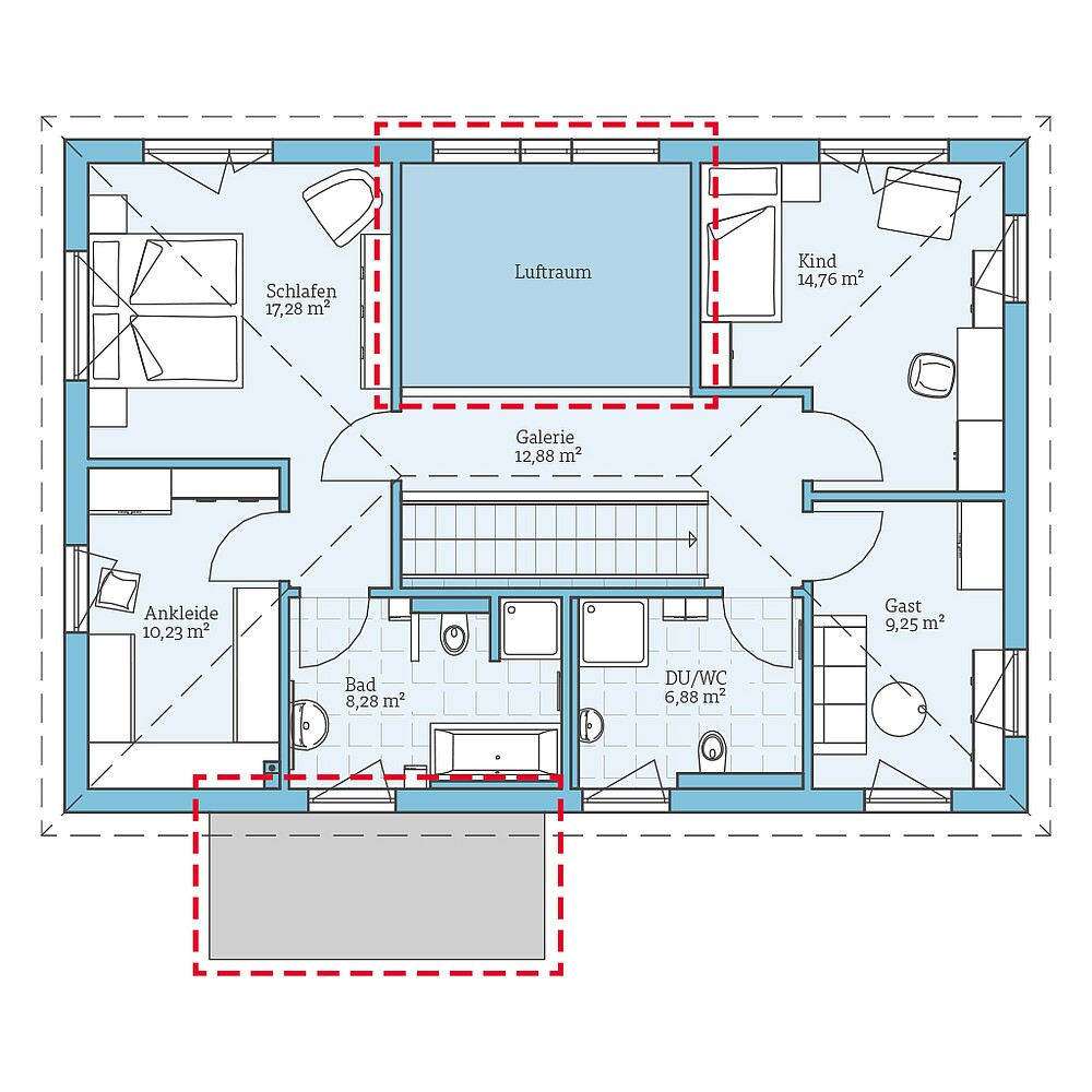 Fertighaus Villa 183: Grundrissoption OG - Hanse Haus Fertighaus Villa 183: Grundrissoption OG