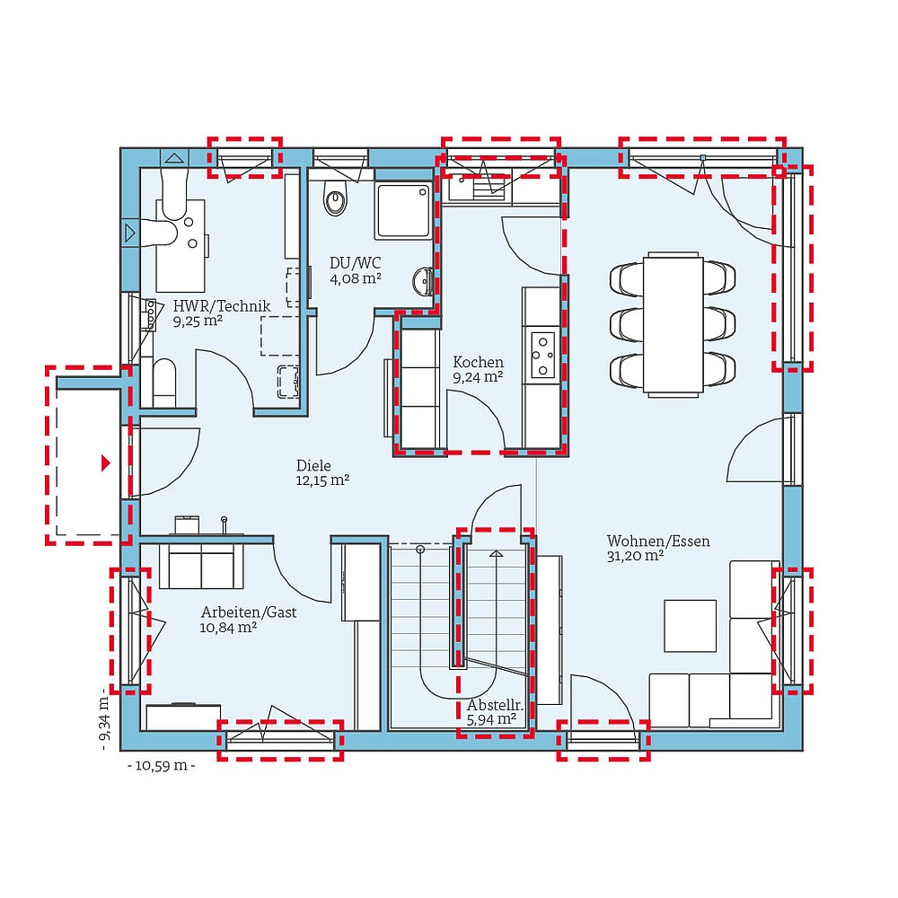 QNG⁺-Line: Variant 25-165: Grundrissoption 1 EG - Hanse Haus