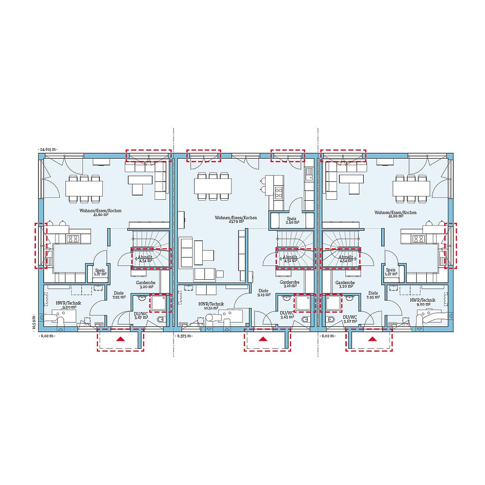 QNG⁺-Line: Reihenhaus 35-142: Grundrissoption 1 EG - Hanse Haus