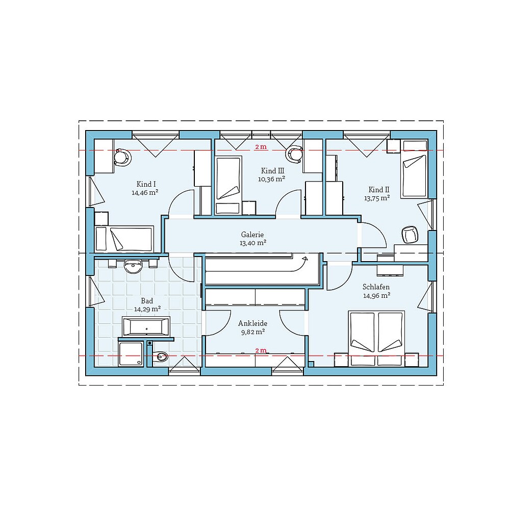 Upper floor Fertighaus Variant 25-183 mit Einliegerwohnung: Grundriss DG