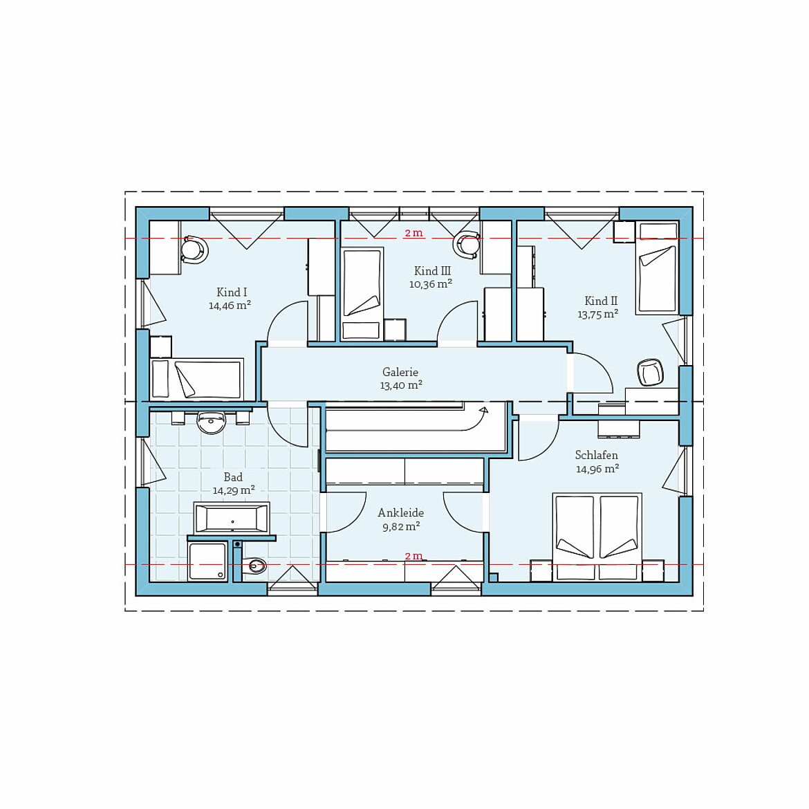 Prefabricated house Variant 25-183 with granny flat: Floor plan top floor