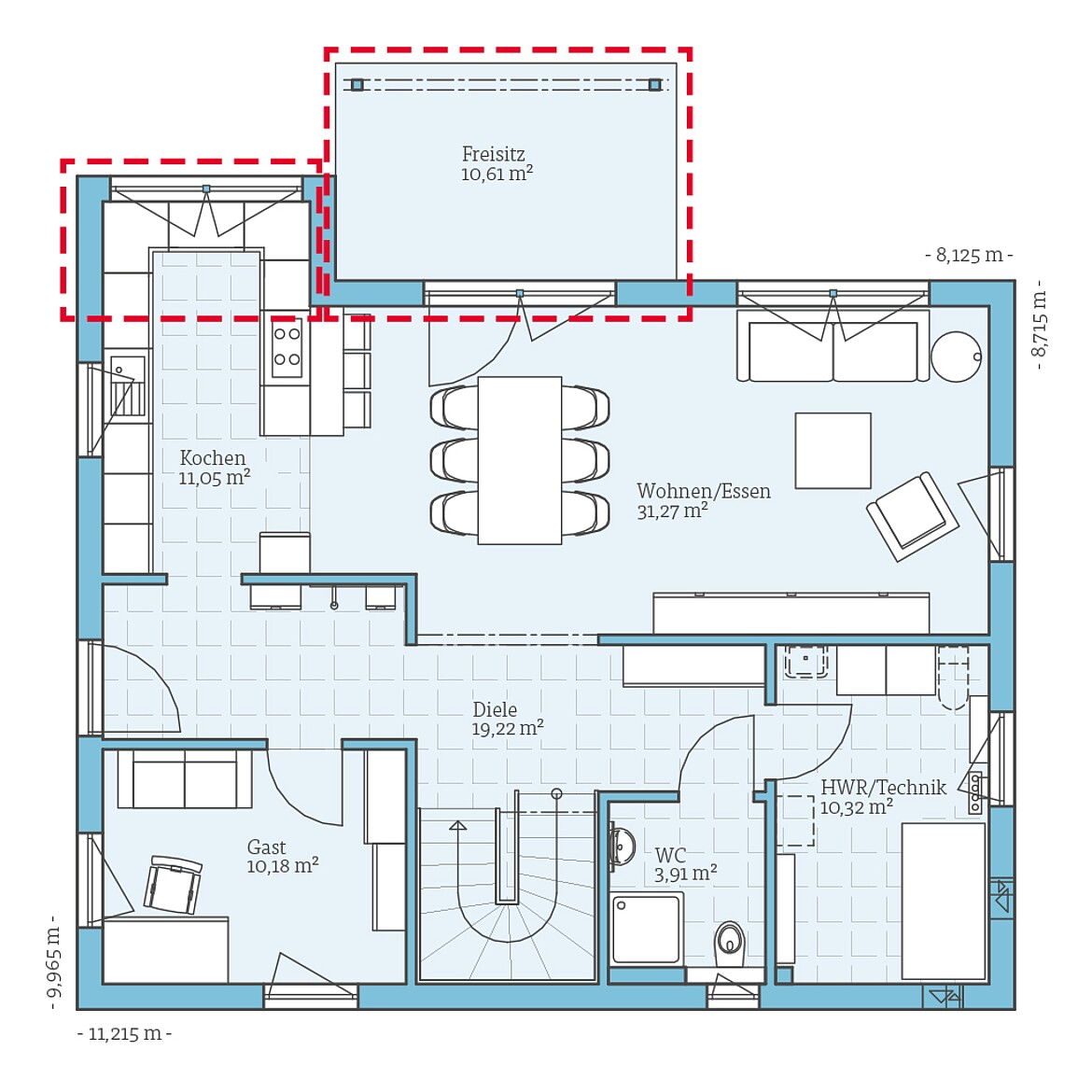 Prefabricated house Variant 25-165: Ground floor plan option