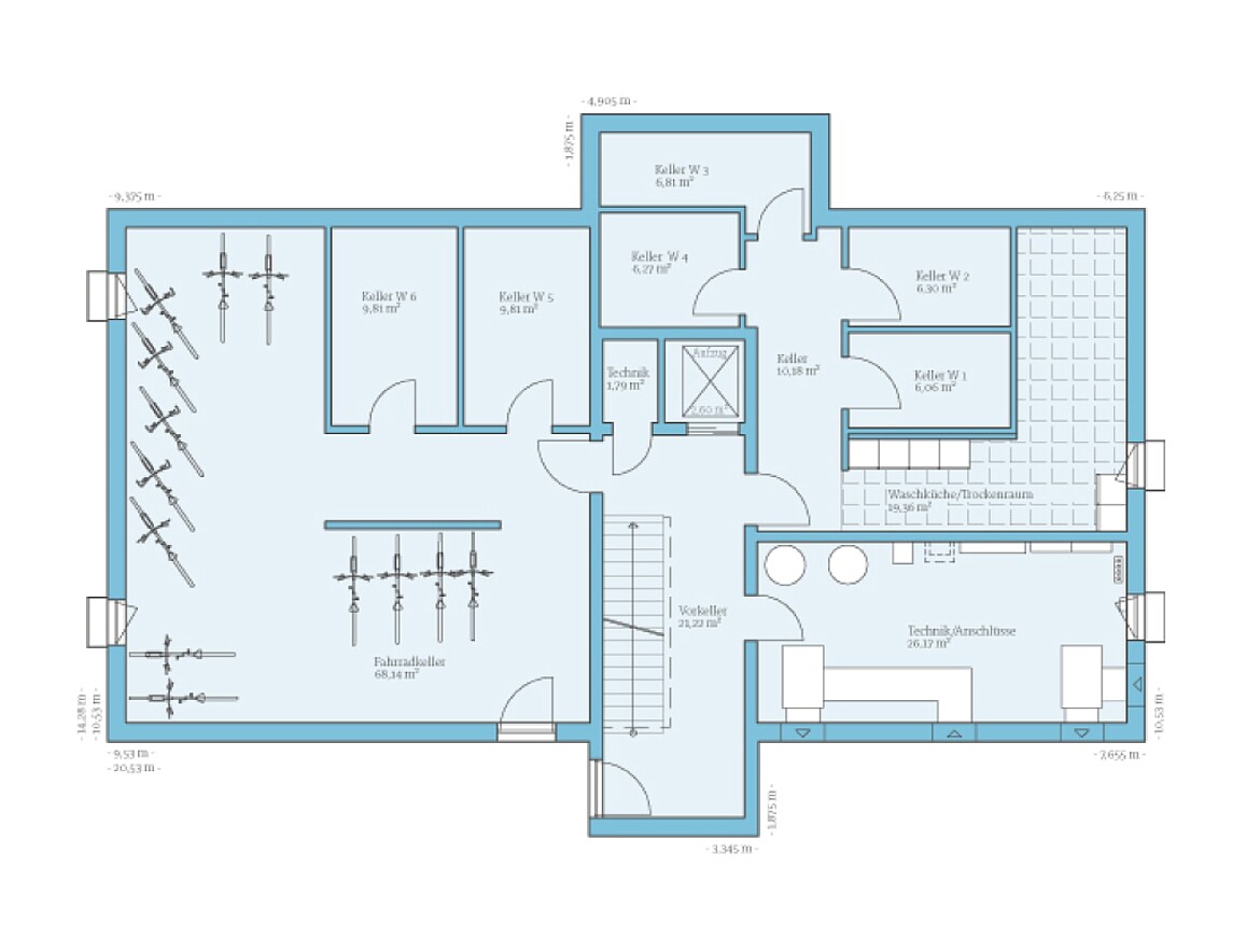 Prefabricated multi-family house 6 residential units: Floor plan KG