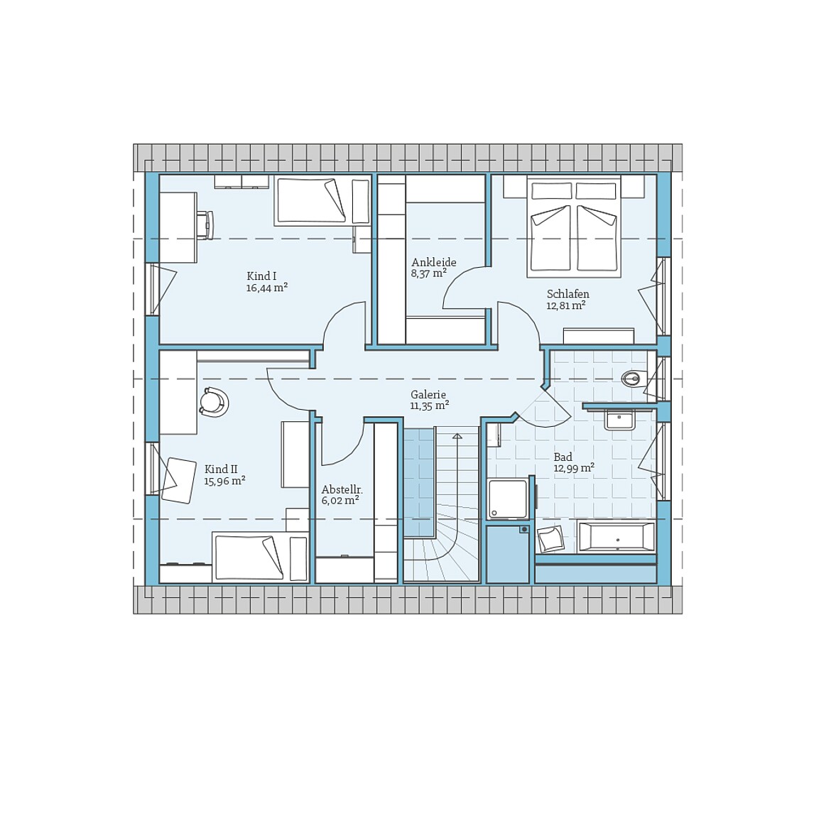 Prefabricated house Variant 35-173: Top floor plan
