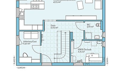 QNG⁺-Line: Fertighaus Variant 35-160: Grundriss EG