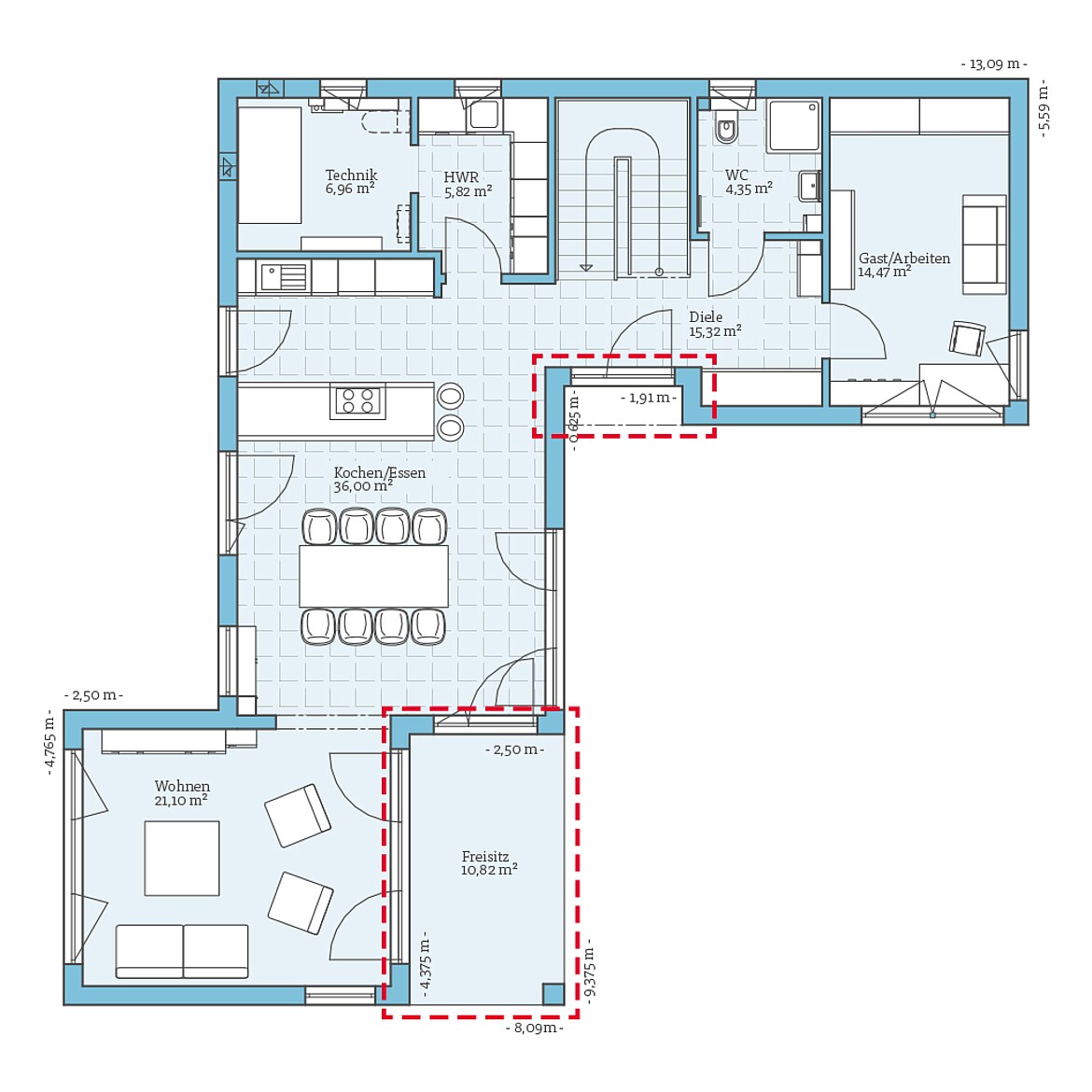 Prefabricated house Vita 209: Ground floor plan option