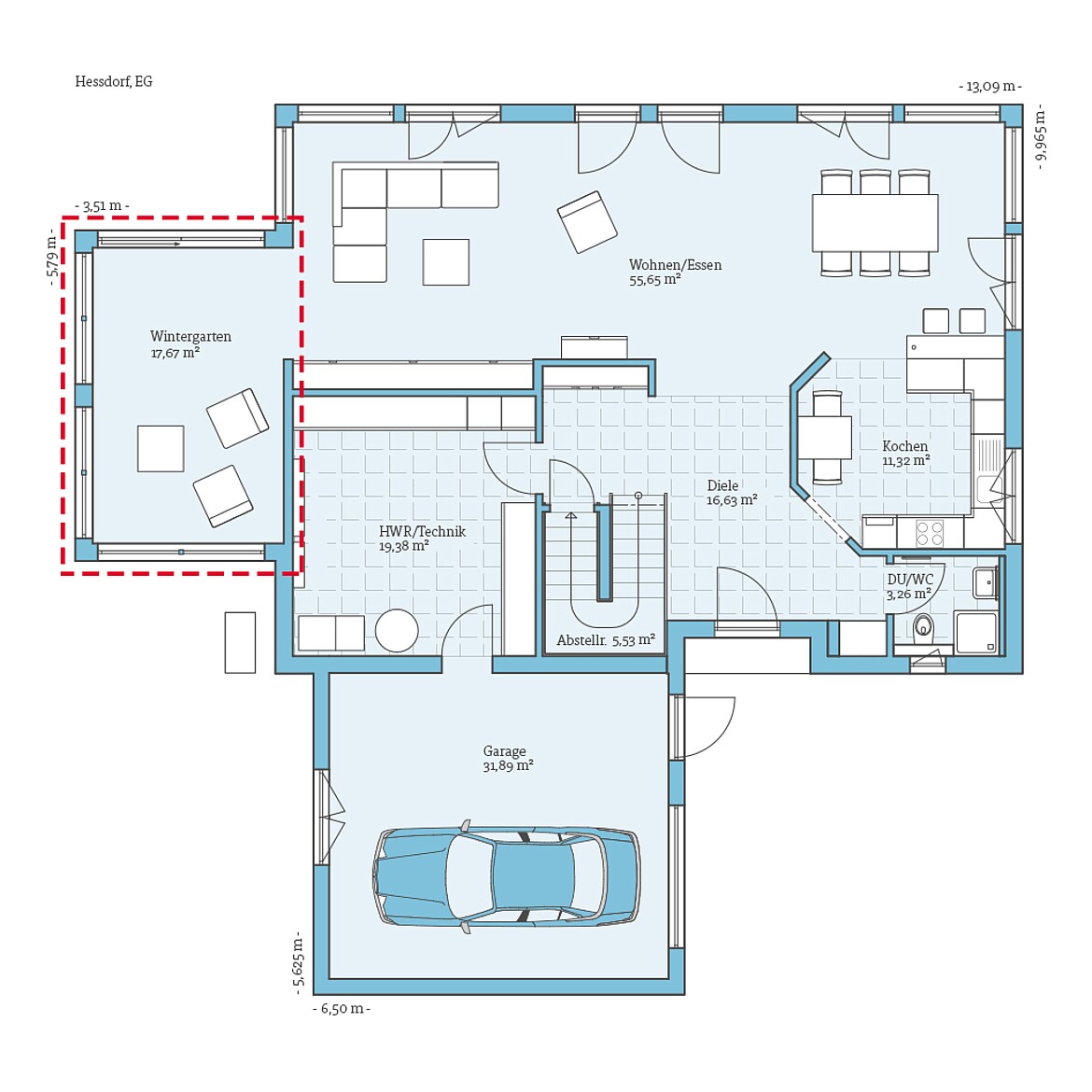 Prefabricated house Variant 275: Ground floor plan option