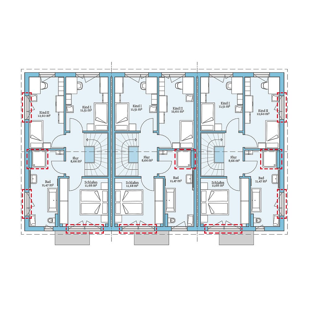 QNG⁺-Line Reihenhaus 113: Grundrissoption OG - Hanse Hause