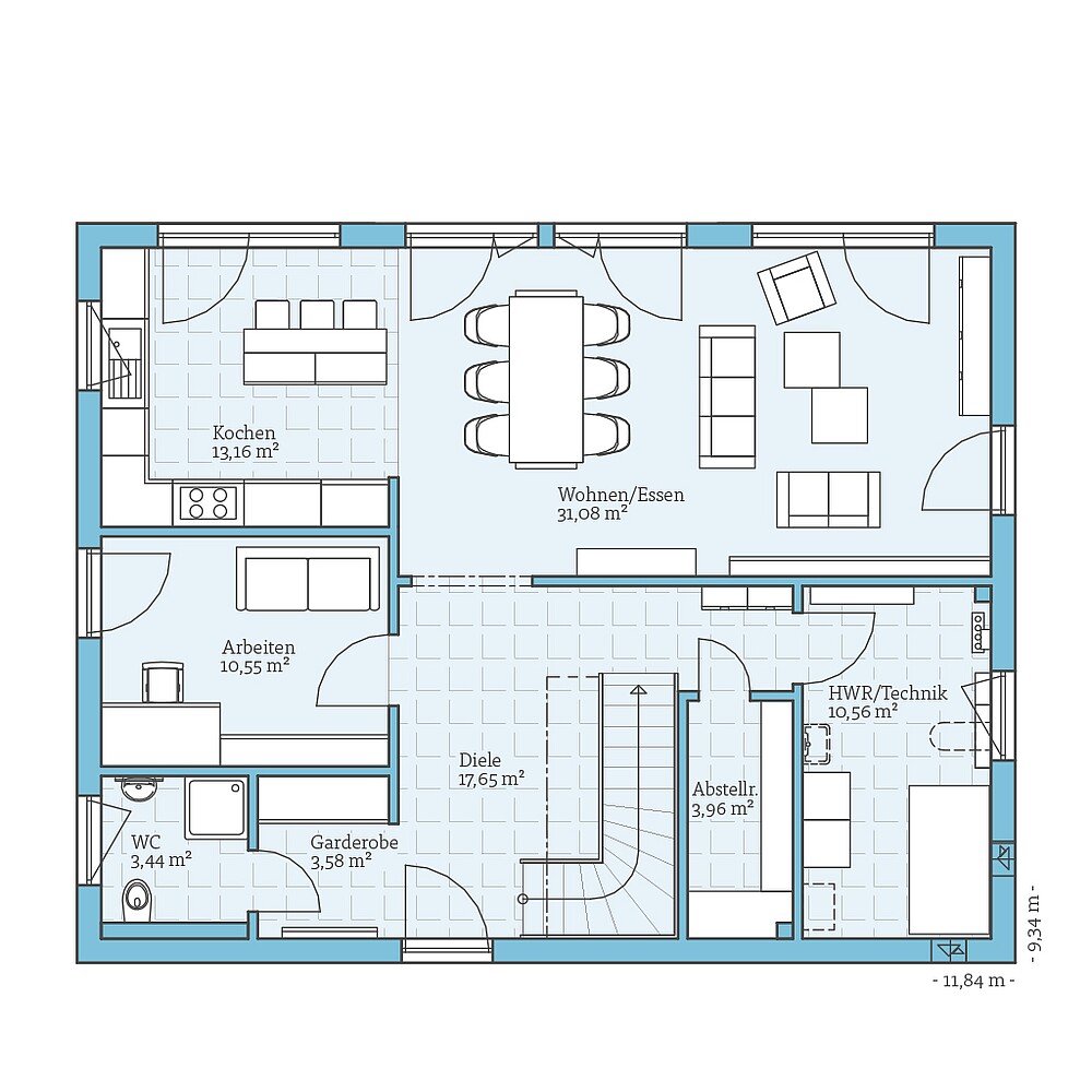 Ground floor Fertighaus Variant 35-184: Grundriss EG