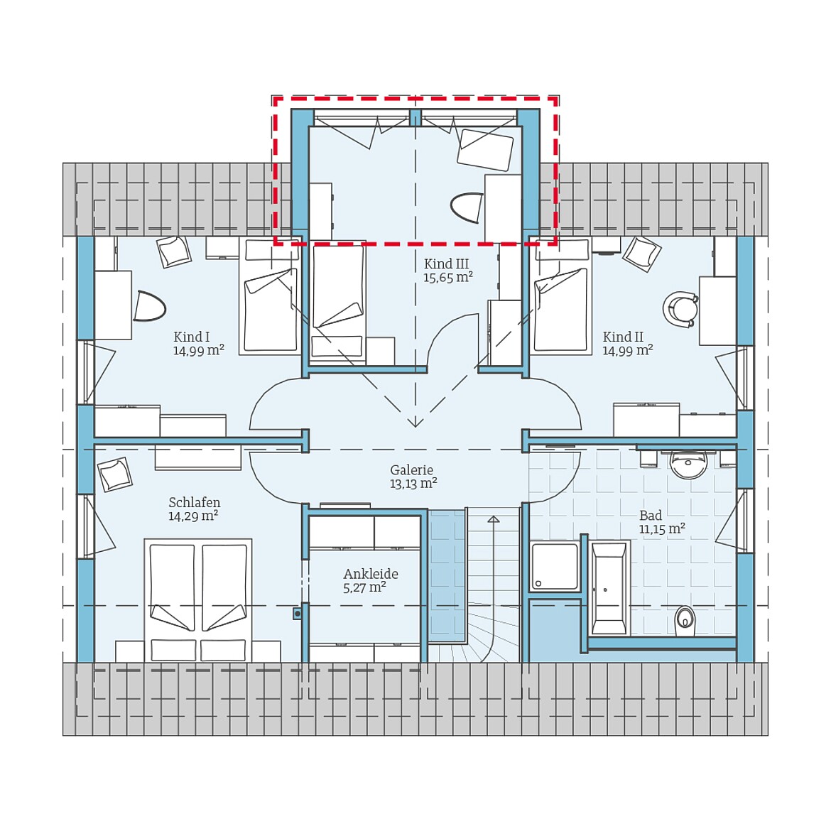 Prefabricated house Variant 45-175: Top floor plan option