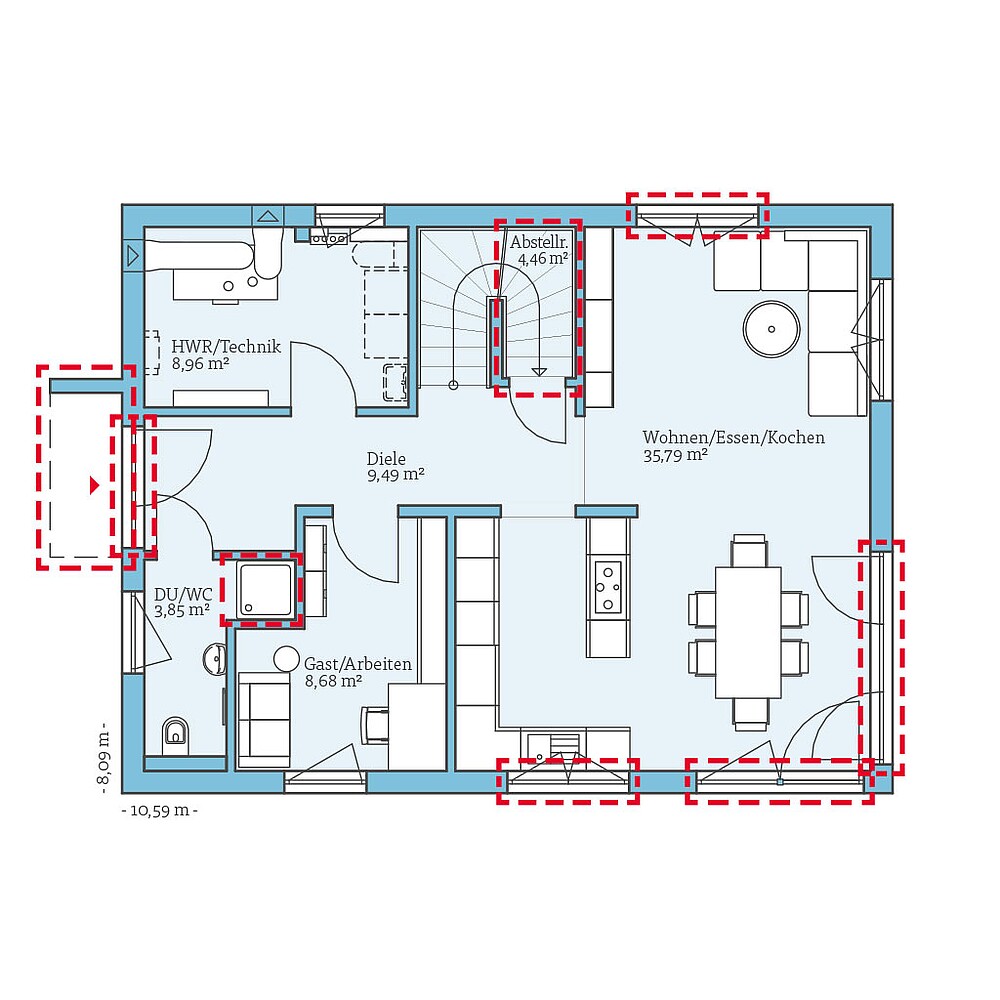QNG⁺-Line: Variant 30-141: Grundrissoption 1 EG - Hanse Haus