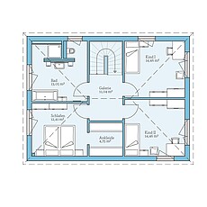 QNG⁺-Line Villa 142 – Basisgrundriss (OG) QNG⁺-Line Villa 142: Grundriss OG - Hanse Haus