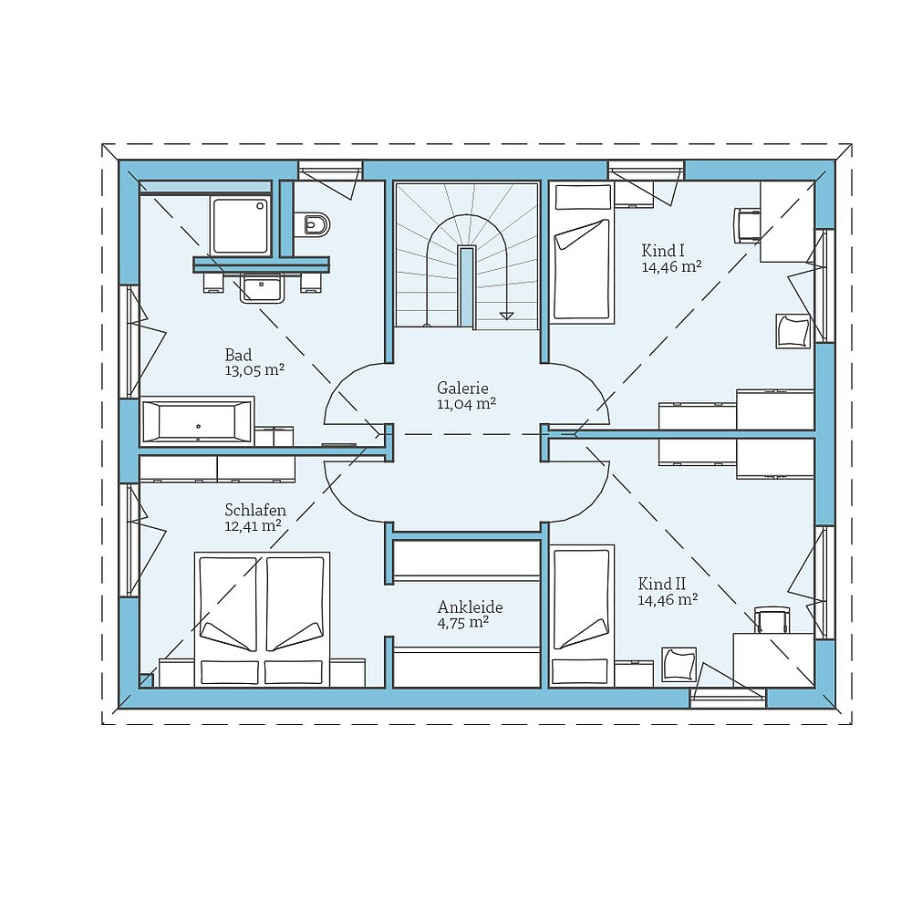 QNG⁺-Line Villa 142: Grundriss OG - Hanse Haus