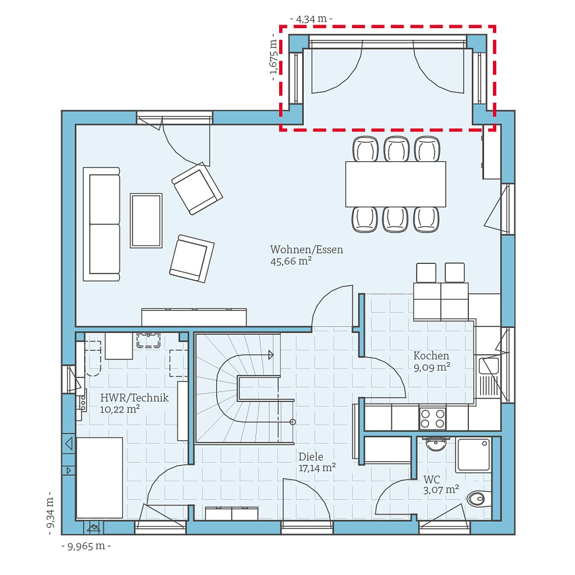 Prefabricated house Villa 156: Ground floor plan option