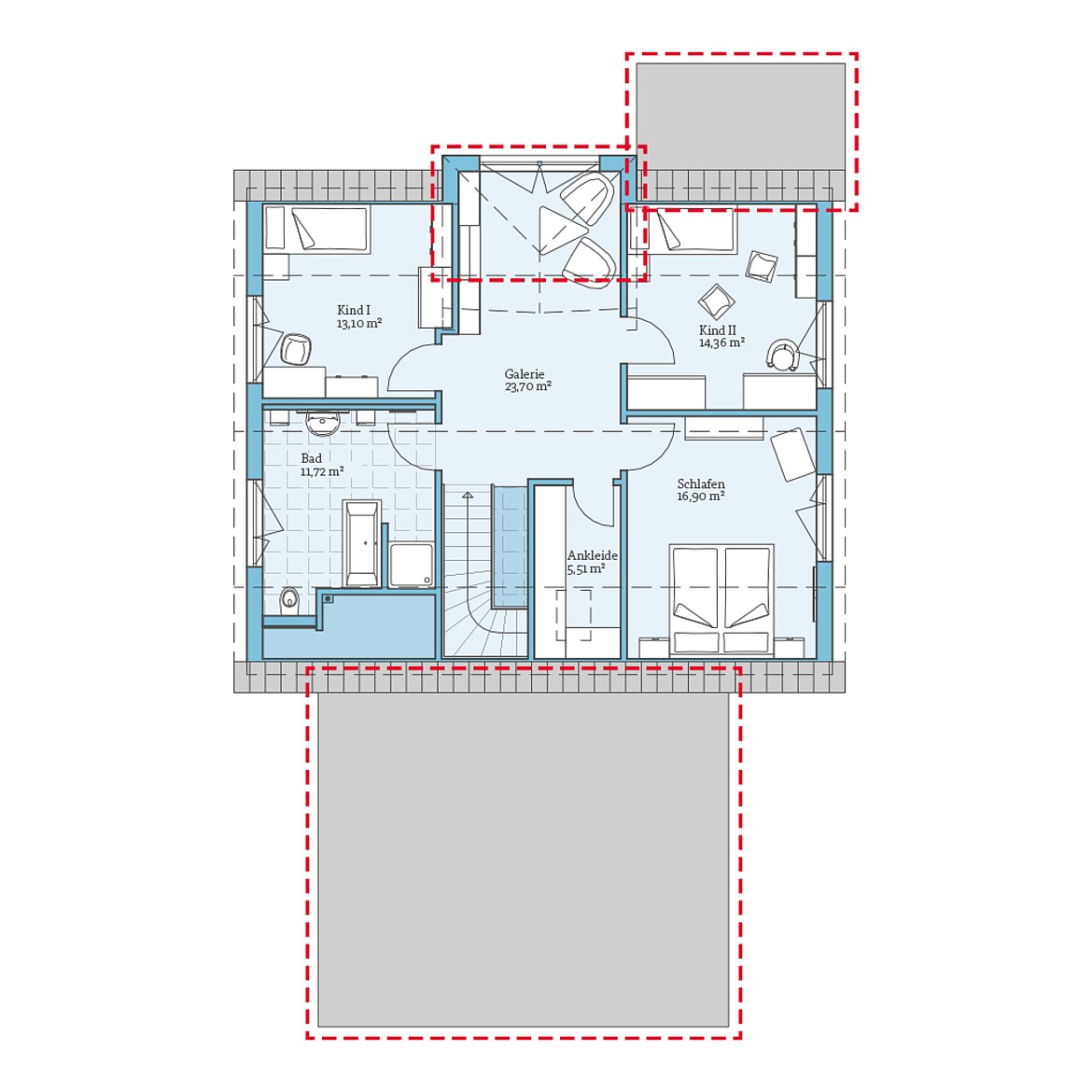 Prefabricated house Variant 35-172: Top floor plan option