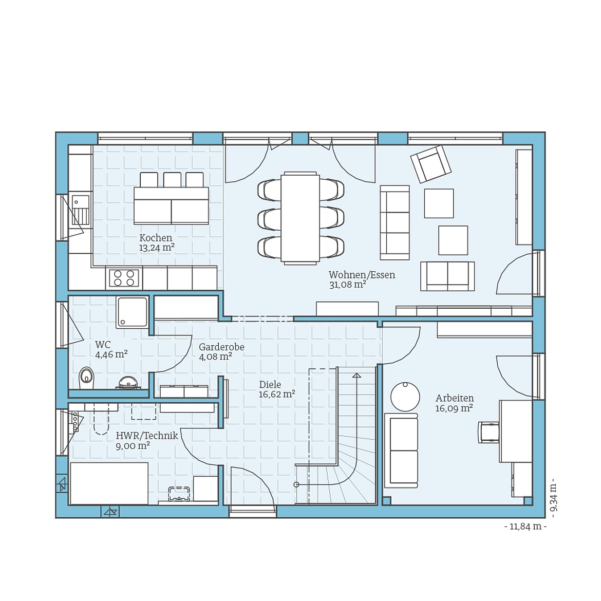 Prefabricated house Variant 45-175: Ground floor plan