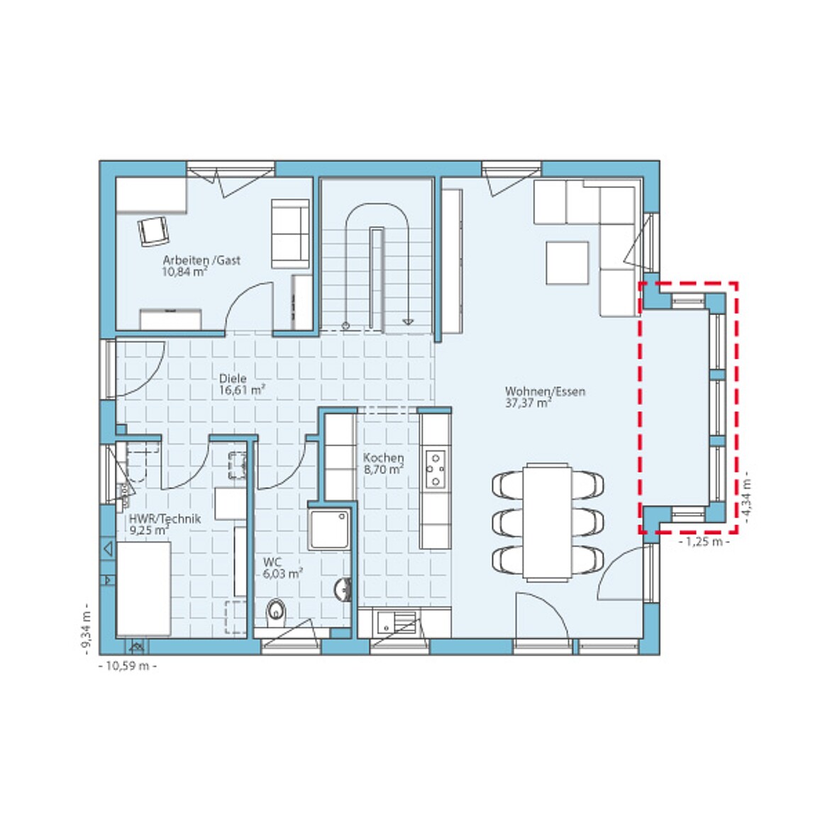 Prefabricated house Variant 45-154: Ground floor plan option