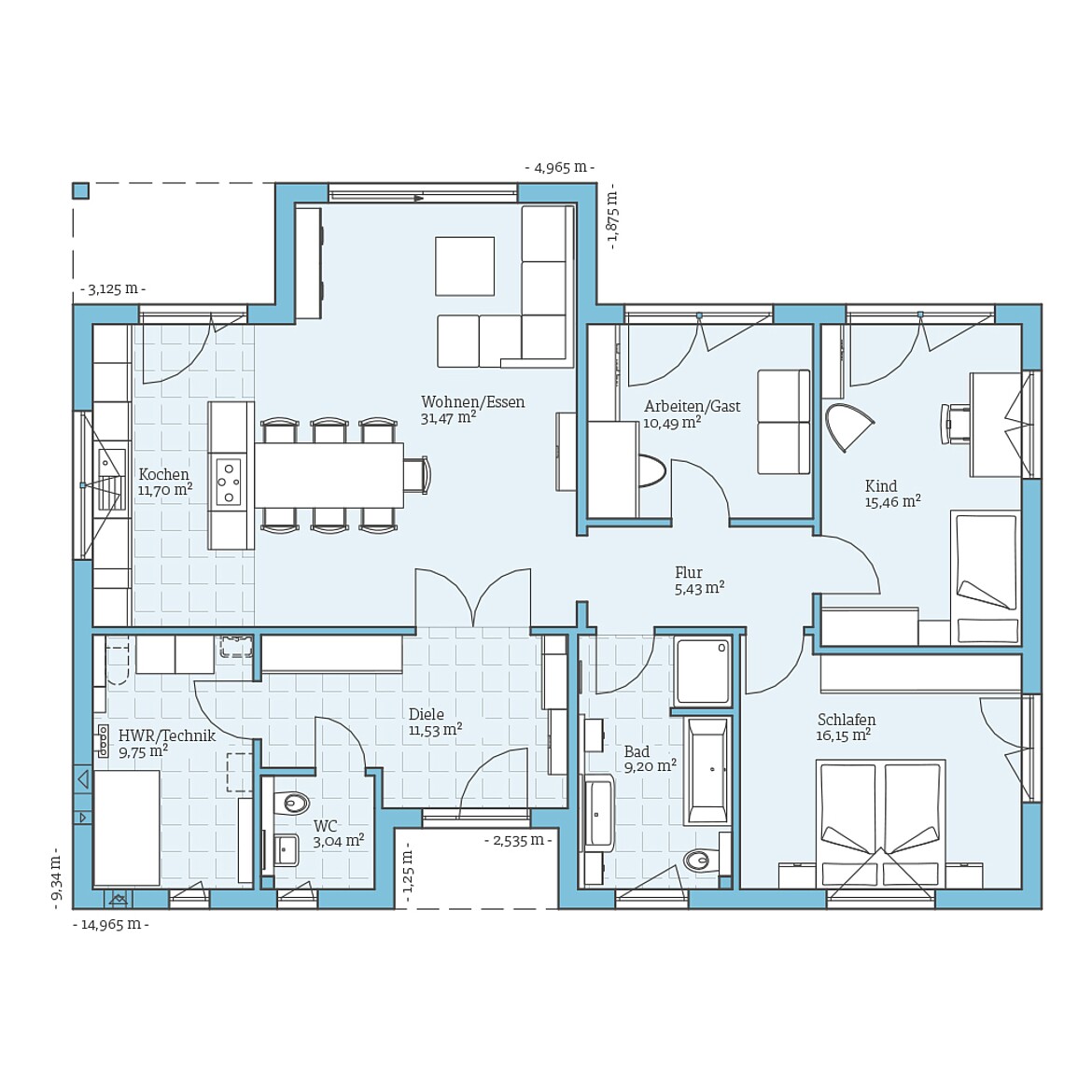 Prefabricated house Bungalow 124: Ground floor plan