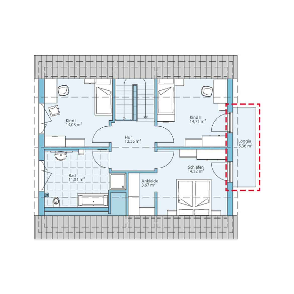 Prefabricated house Variant 45-154: Top floor plan option