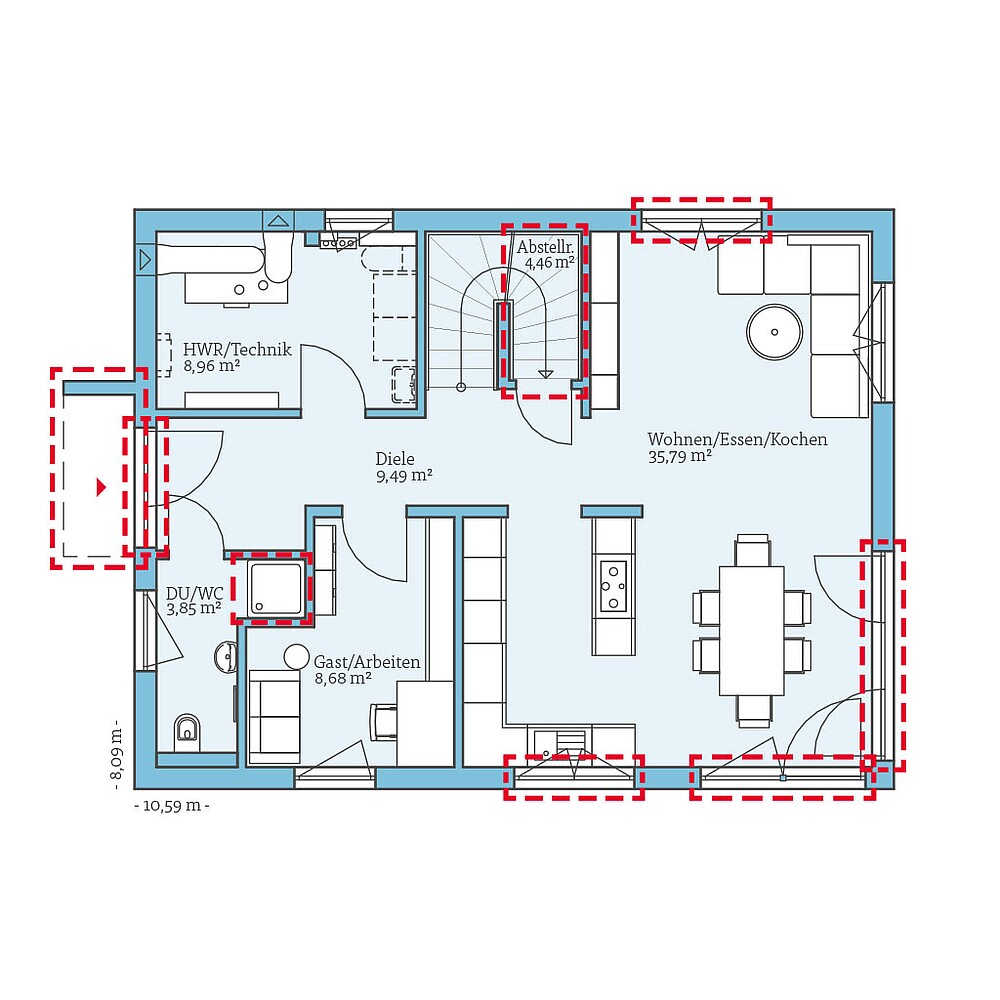 QNG⁺-Line Variant 38-139: Grundrissoption 1 EG - Hanse Haus