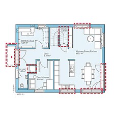QNG⁺-Line Variant 38-139 – Planungsoption (Erdgeschoss) QNG⁺-Line Variant 38-139: Grundrissoption 1 EG - Hanse Haus