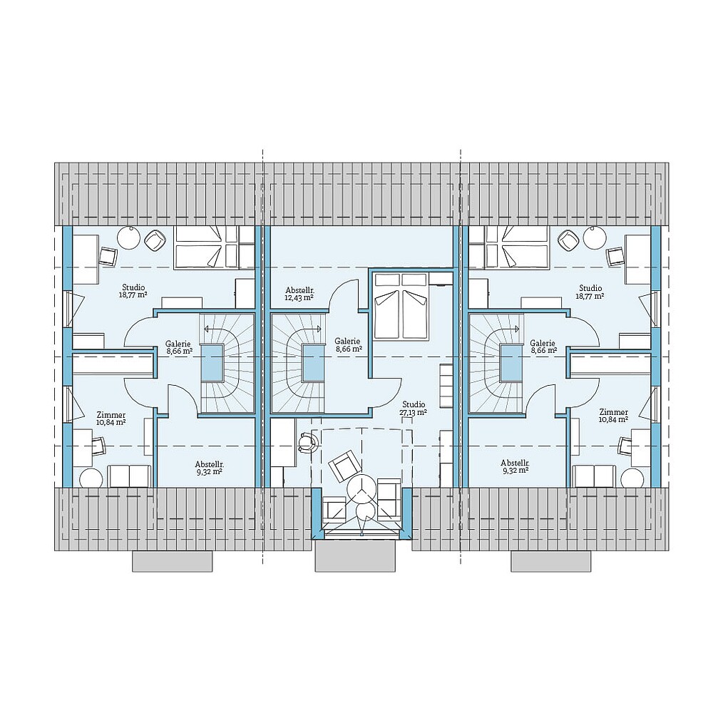 Planungsoption (Dachgeschoss) QNG⁺-Line: Reihenhaus 161: Grundrissoption 1 DG - Hanse Haus