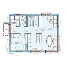QNG⁺-Line Variant 38-139 – Planungsoption (Erdgeschoss bei Keller) QNG⁺-Line Variant 38-139: Grundrissoption 2 EG - Hanse Haus