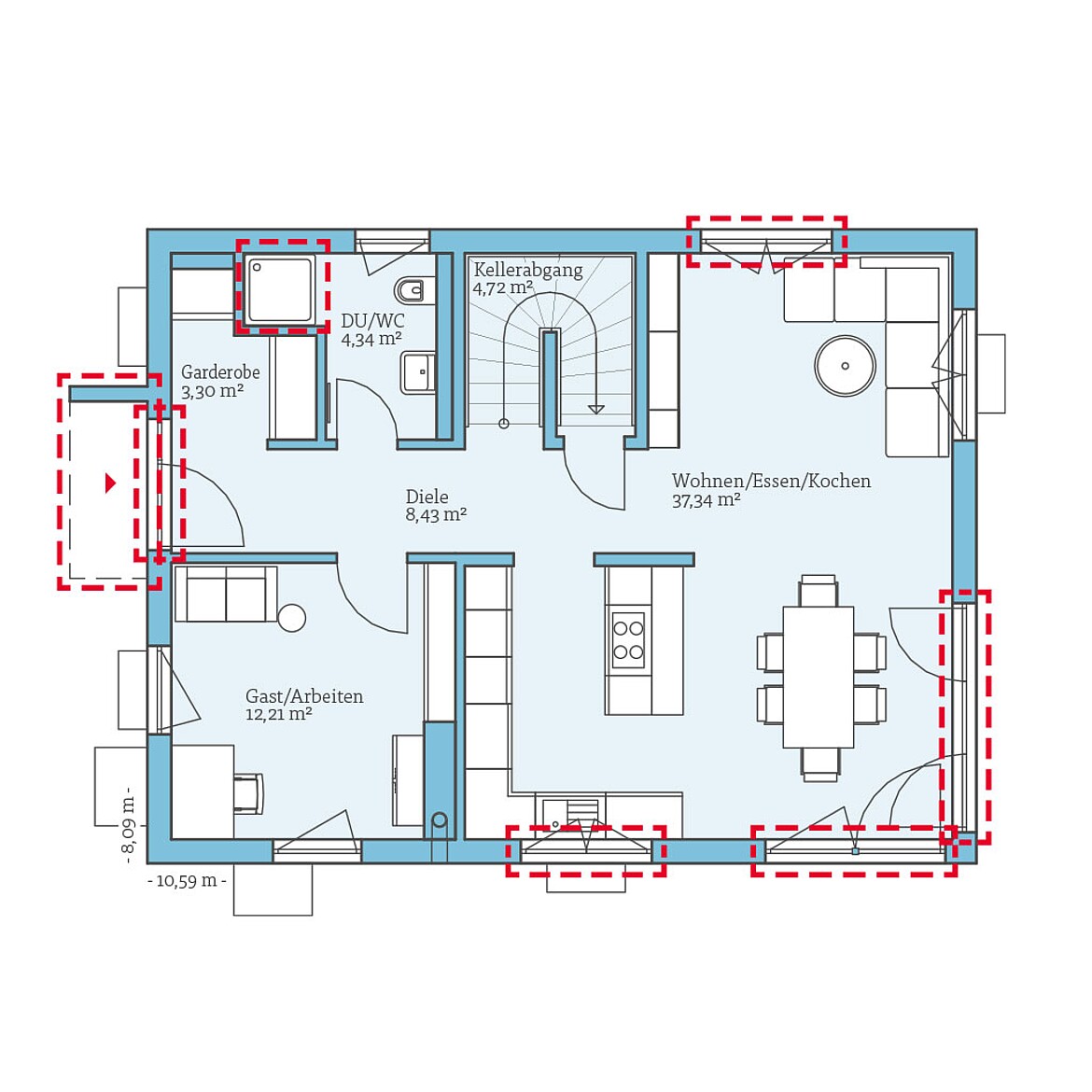 QNG⁺-Line Variant 38-139: Grundrissoption 2 EG - Hanse Haus