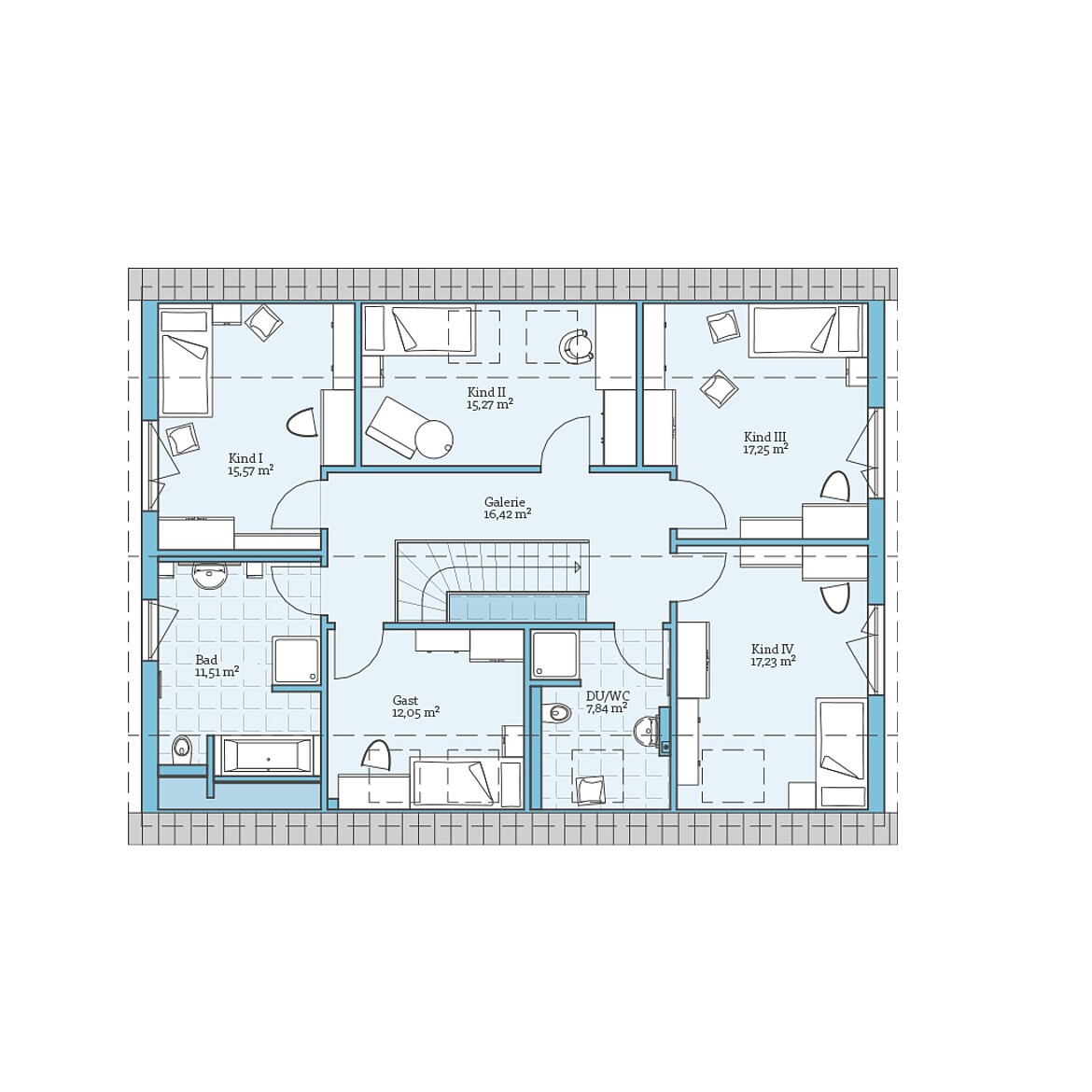 Prefabricated house Variant 35-2335: Top floor plan