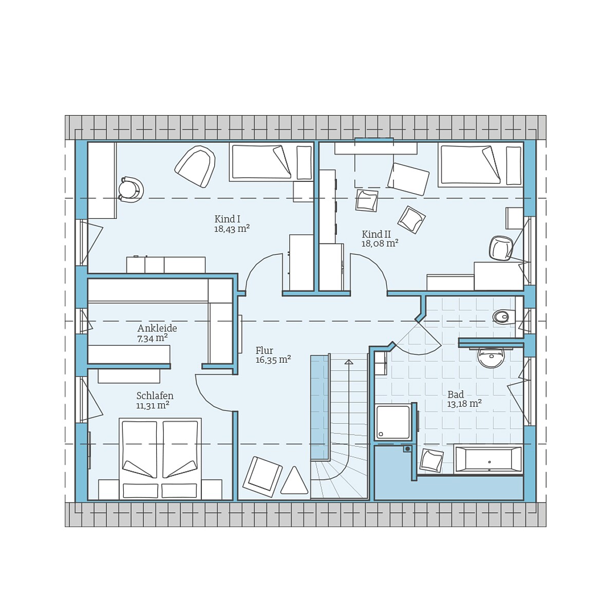 Prefabricated house Variant 35-174: Top floor plan