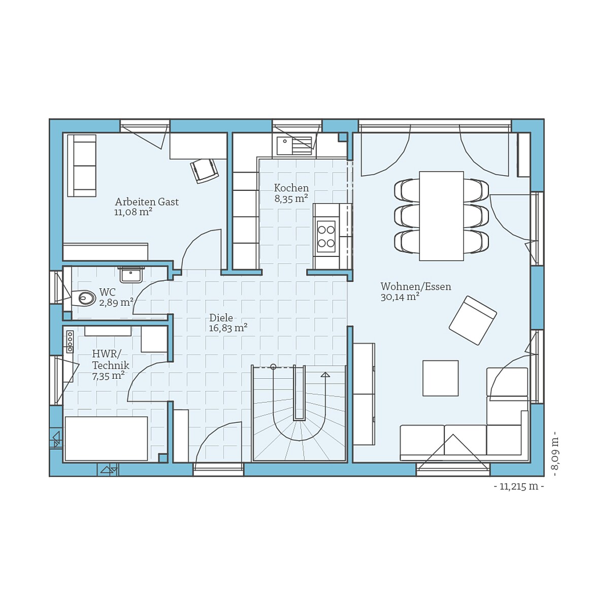 Prefabricated house Variant 25-150: Ground floor plan