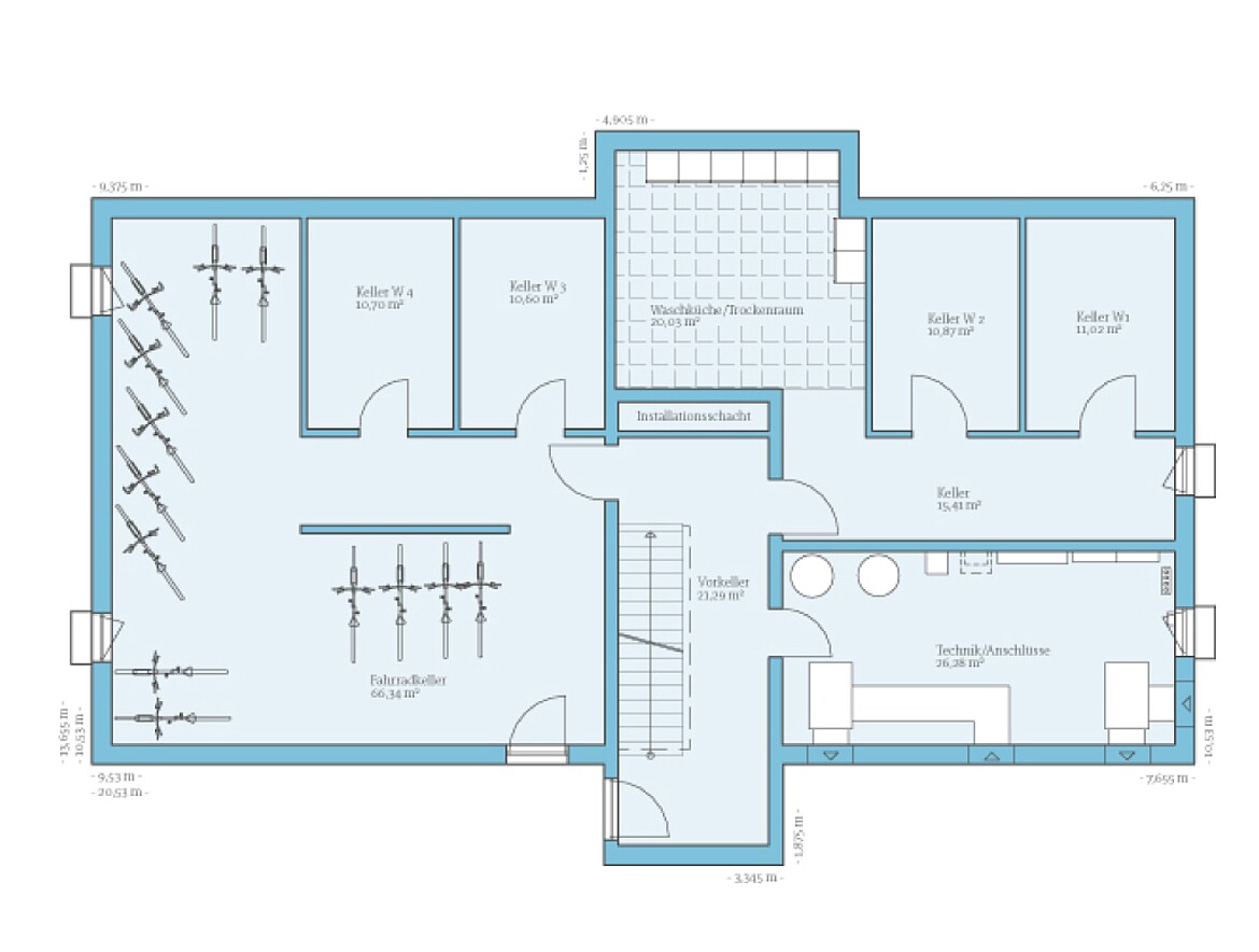 Prefabricated multi-family house 4 residential units: Floor plan KG