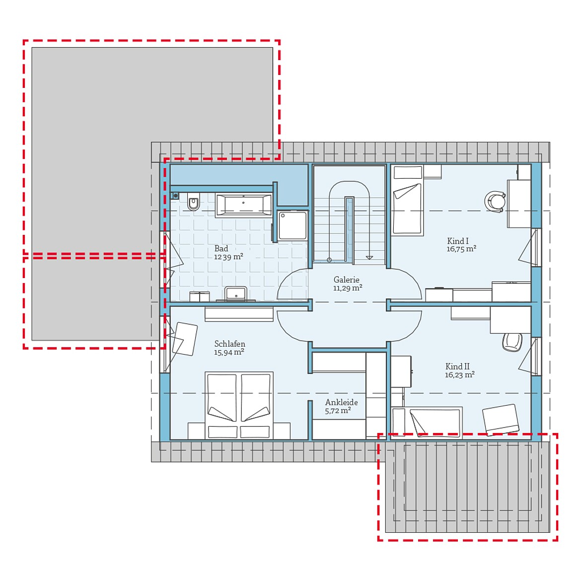 Prefabricated house Variant 35-161: Top floor plan option