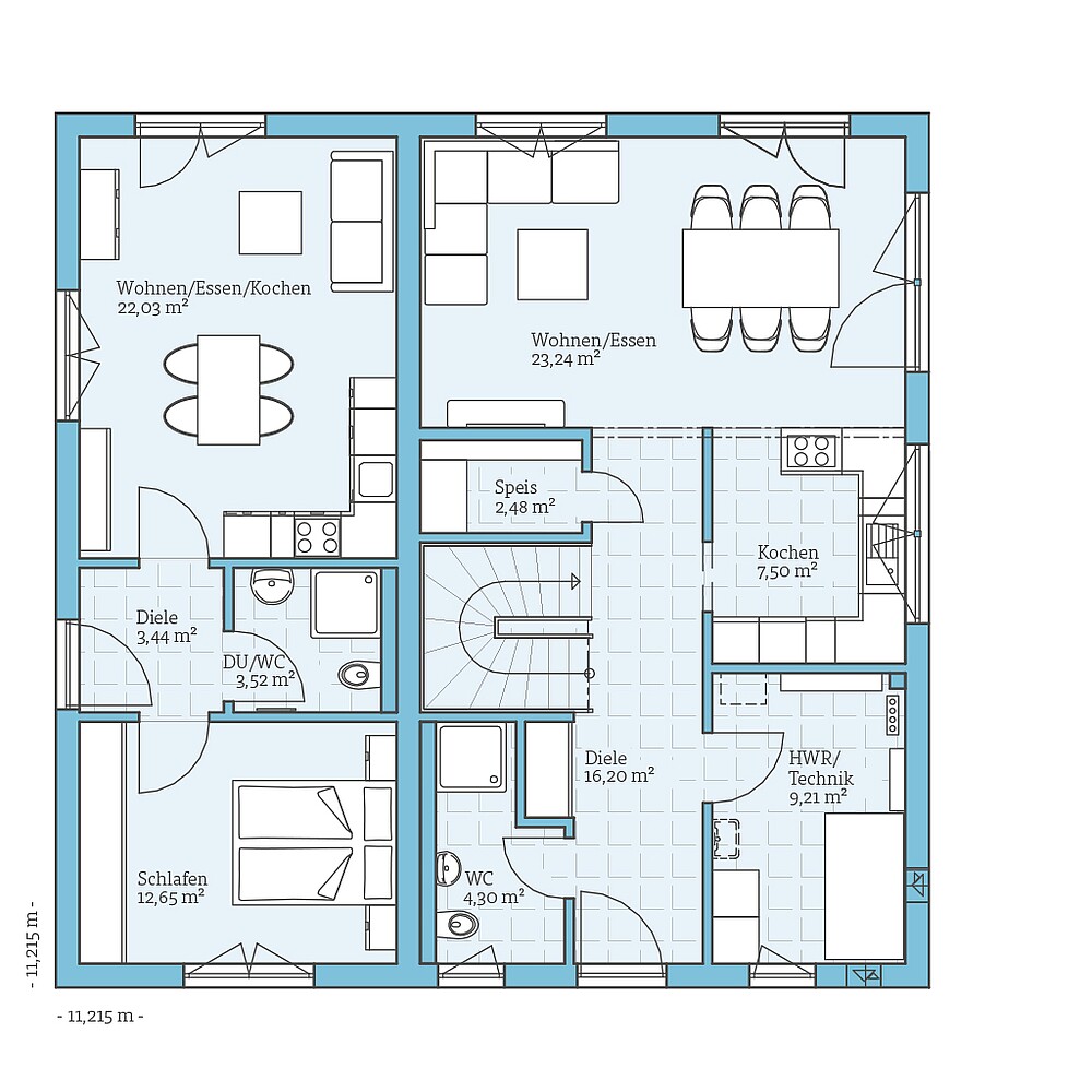 Fertighaus Duo 212: Grundriss EG