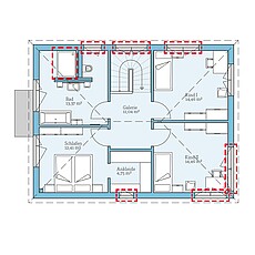 QNG⁺-Line Villa 142 – Planungsoption (OG) QNG⁺-Line Villa 142: Grundrissoption 1 OG - Hanse Haus