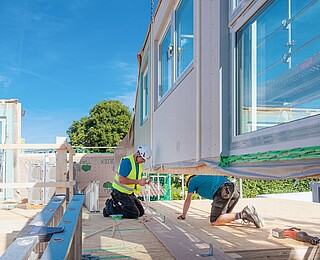 Fertighaus: Montage Wand - Hanse Haus Fertighaus: Montage Wand