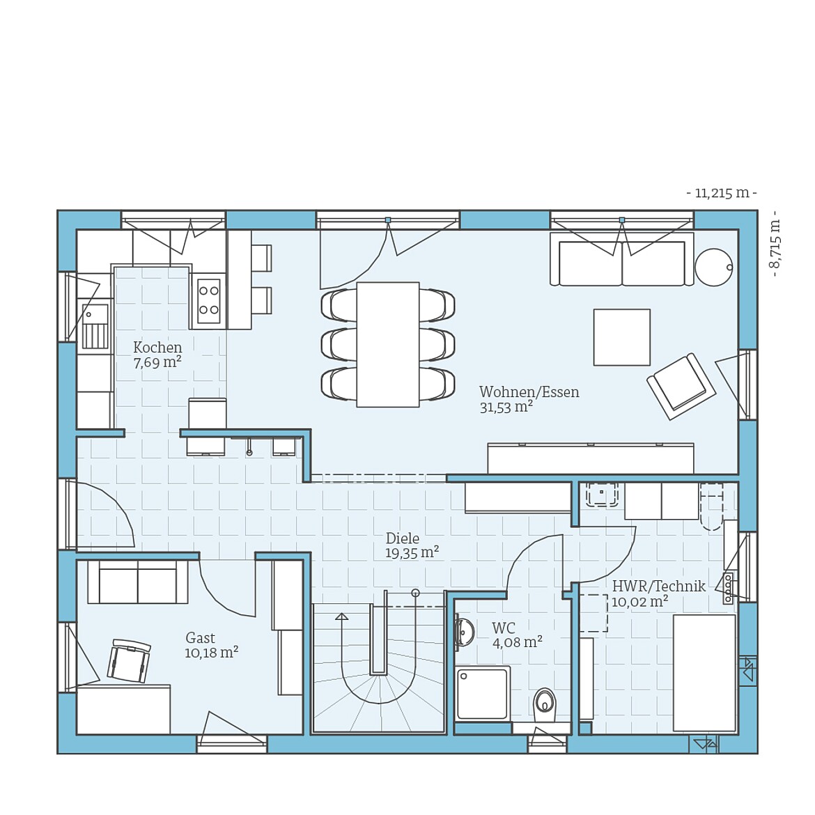 Prefabricated house Variant 25-165: Ground floor plan