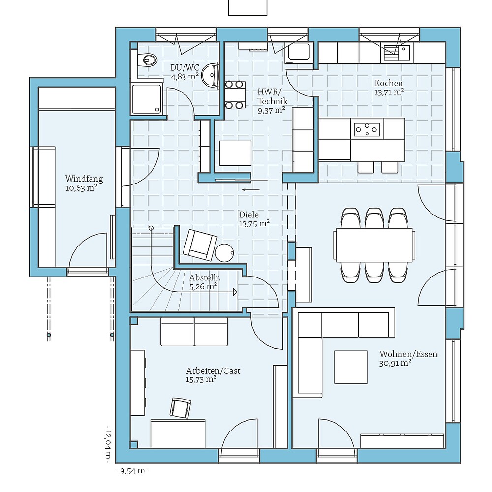 Ground floor Fertighaus Variant 192: Grundriss EG