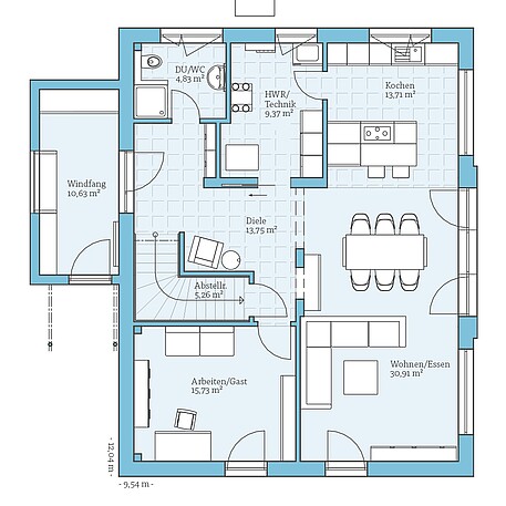 Grundriss (EG) Fertighaus Variant 192: Grundriss EG