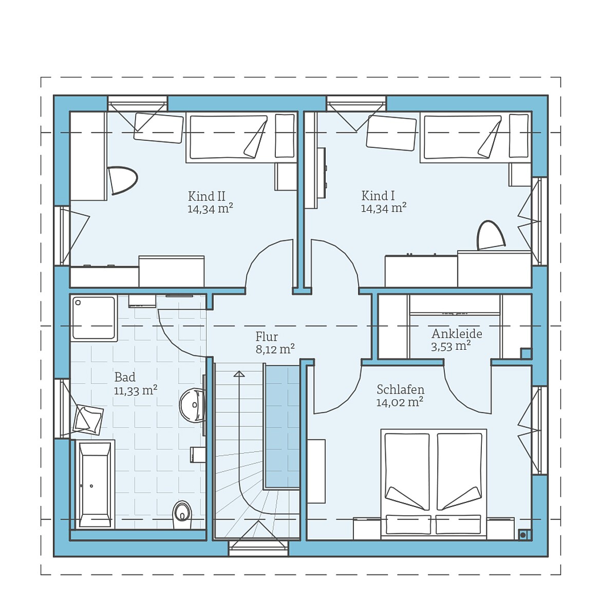 Prefabricated house Variant 25-135: Top floor plan