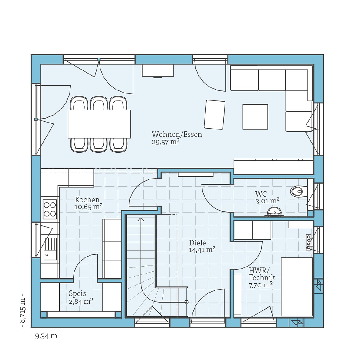 Prefabricated house Variant 25-135: Ground floor plan