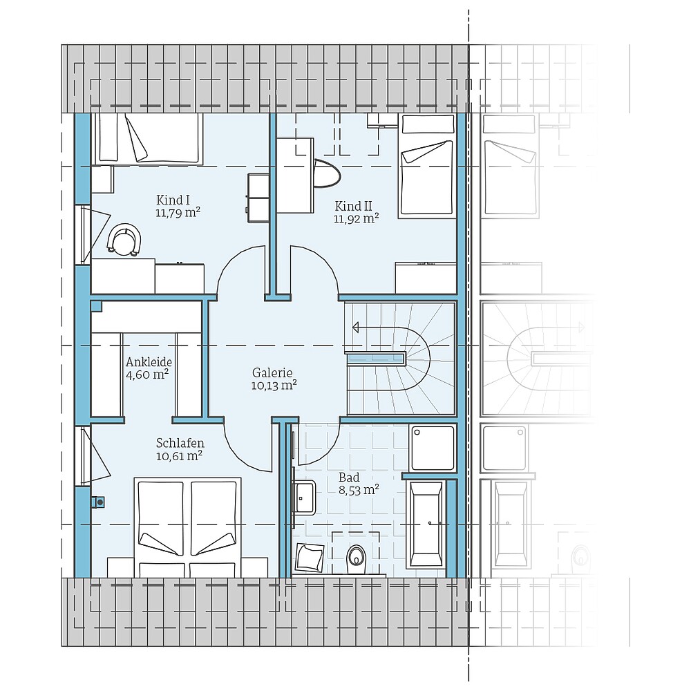Fertighaus Doppelhaus 45-123: Grundriss DG