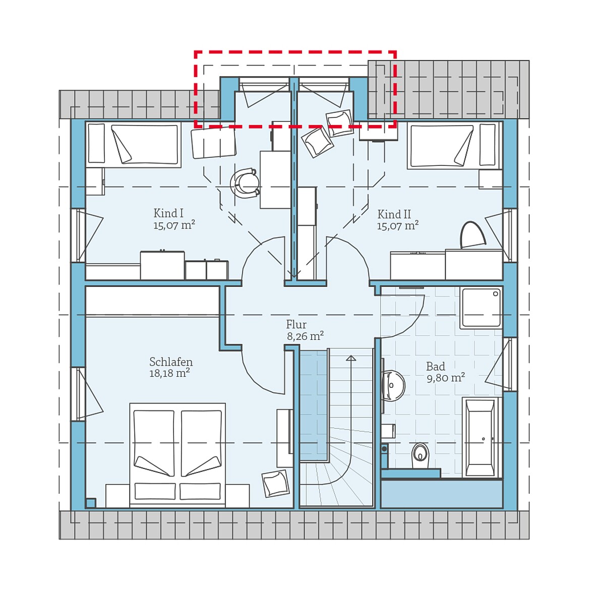 Prefabricated house Variant 35-137: Top floor plan option