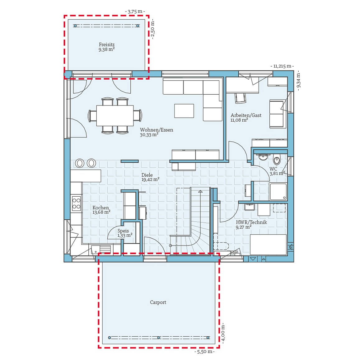 Prefabricated house Variant 35-173: Ground floor plan option