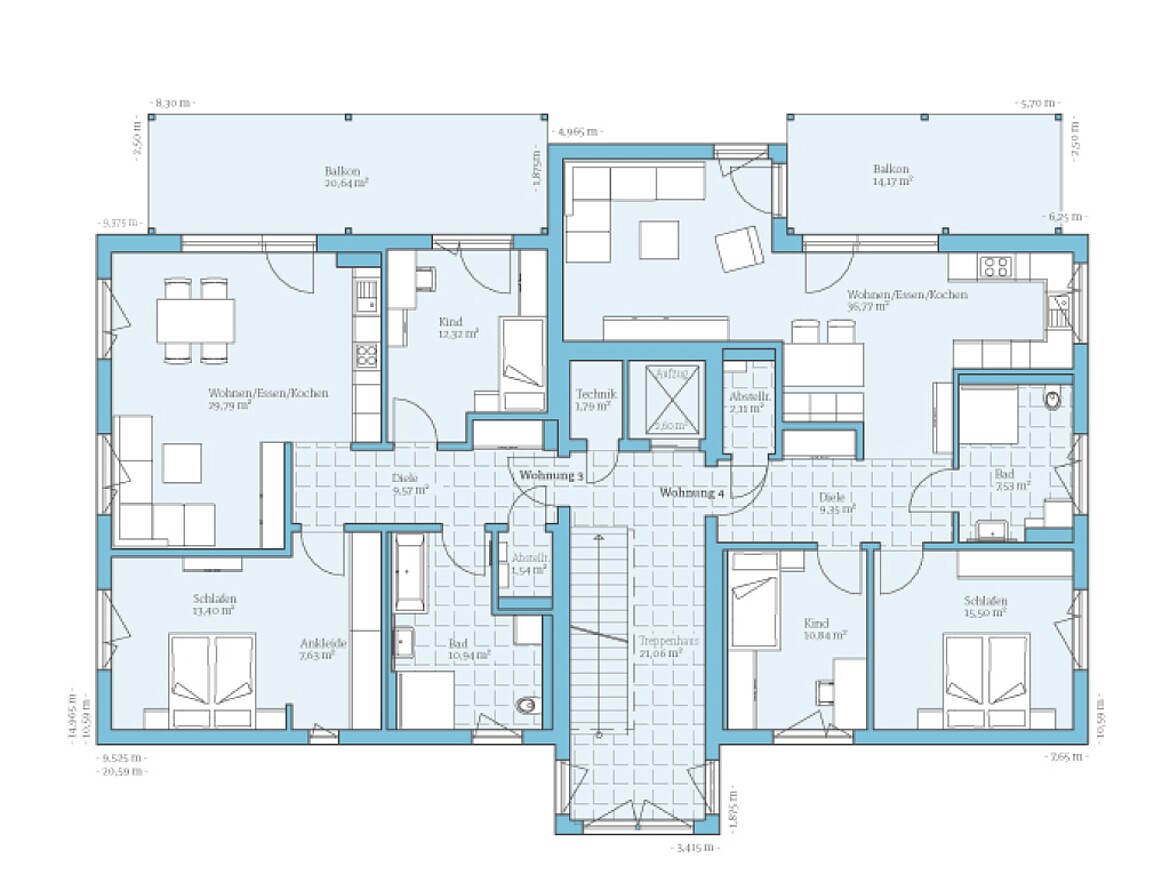 Prefabricated multi-family house 6 residential units: Floor plan 1st floor