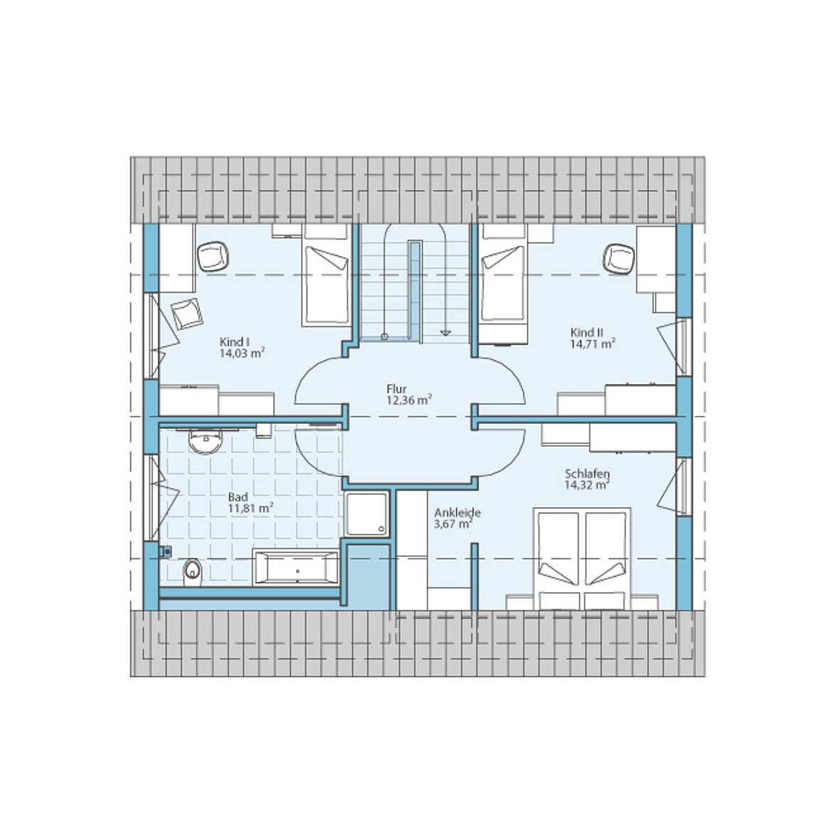 Prefabricated house Variant 45-154: Top floor plan
