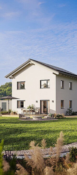 QNG⁺-Line: Fertighaus Villa 124 mit Satteldach